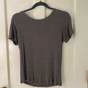 American Eagle Green/White Striped Tee